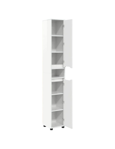 Mobile da Bagno con porta Bianco Lucido 30,5 x 30 x 195 cm