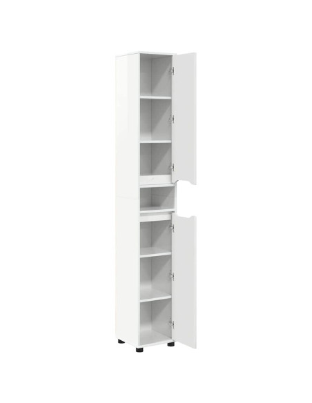 Mobile da Bagno con porta Bianco Lucido 30,5 x 30 x 195 cm