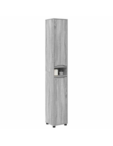 Mobile da Bagno con porta Grigio Sonoma 30,5 x 30 x 195 cm