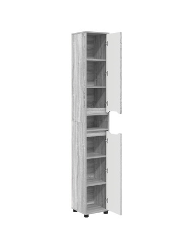 Mobile da Bagno con porta Grigio Sonoma 30,5 x 30 x 195 cm