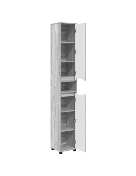 Mobile da Bagno con porta Grigio Sonoma 30,5 x 30 x 195 cm