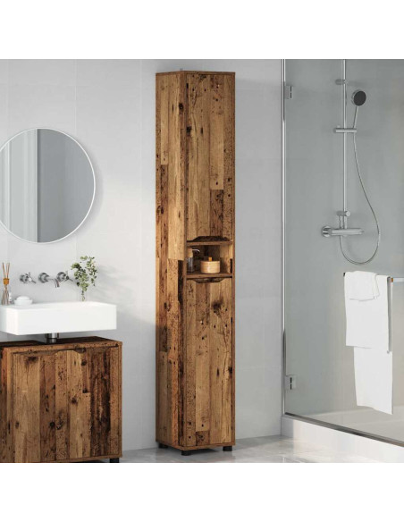 Mobile da Bagno con porta Legno vecchio 30,5 x 30 x 195 cm