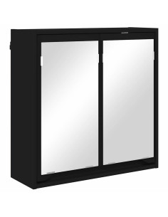 Mobiletto per specchio da bagno con porta Nero 60 x 20 x 60 cm 2