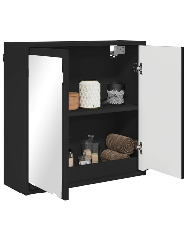 Mobiletto per specchio da bagno con porta Nero 60 x 20 x 60 cm