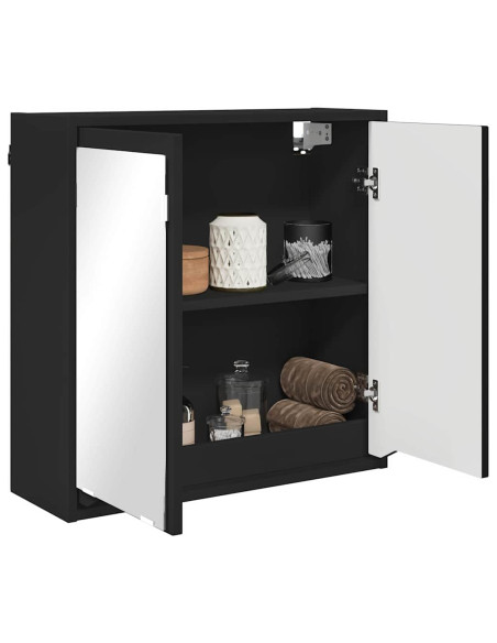 Mobiletto per specchio da bagno con porta Nero 60 x 20 x 60 cm