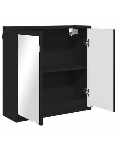 Mobiletto per specchio da bagno con porta Nero 60 x 20 x 60 cm