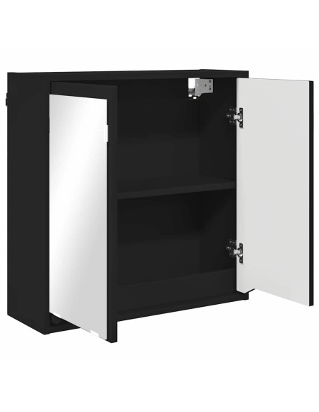 Mobiletto per specchio da bagno con porta Nero 60 x 20 x 60 cm