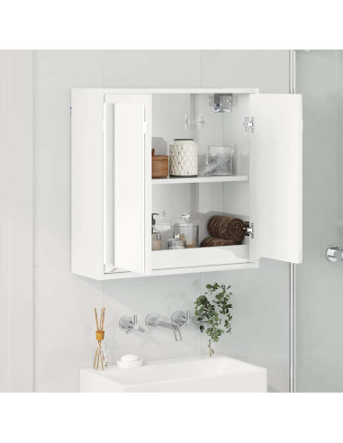 Mobiletto per specchio da bagno Bianco Lucido 60 x 20 x 60 cm