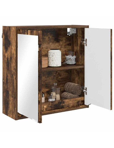 Mobiletto per specchio da bagno Rovere fumé 60 x 20 x 60 cm
