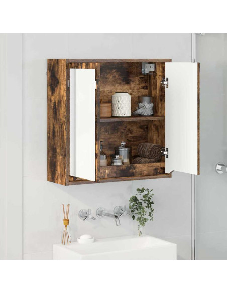 Mobiletto per specchio da bagno Rovere fumé 60 x 20 x 60 cm