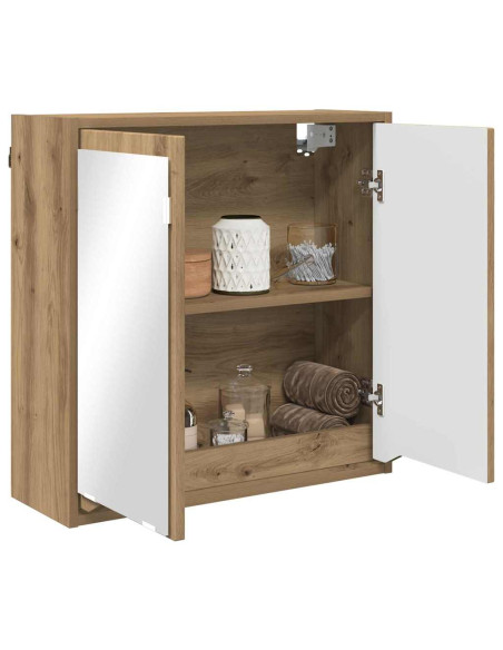 Mobiletto per specchio da bagno con porta Rovere artigianale