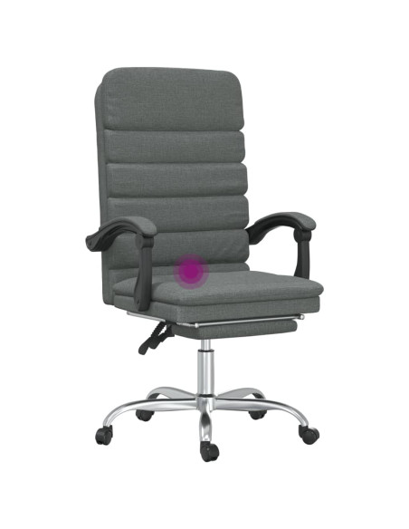 Sedia da Ufficio Massaggio Reclinabile Grigio Scuro in Tessuto