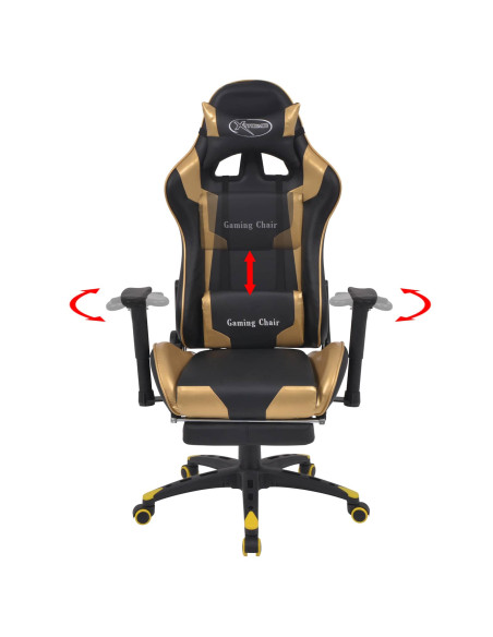 Sedia da gaming Oro 70 x 71 x 136 cm Pelle Artificiale