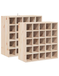 Portabottiglie 2 pcs Naturale 56 x 25 x 56 cm Pino massello 2
