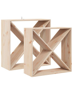 Portabottiglie 2 pcs Naturale 62 x 25 x 62 cm Pino massello 2