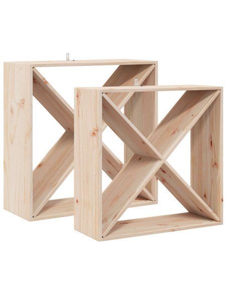 Portabottiglie 2 pcs Naturale 62 x 25 x 62 cm Pino massello