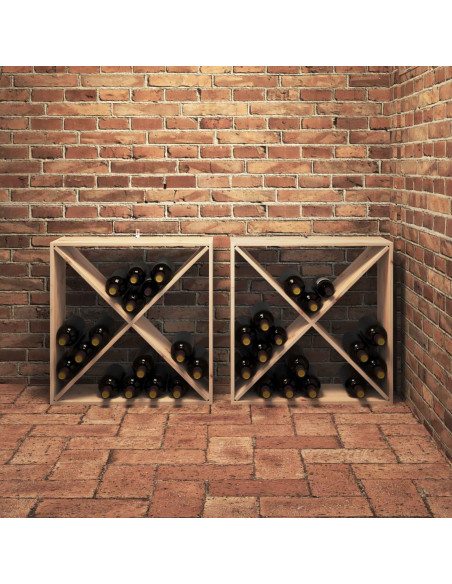 Portabottiglie 2 pcs Naturale 62 x 25 x 62 cm Pino massello