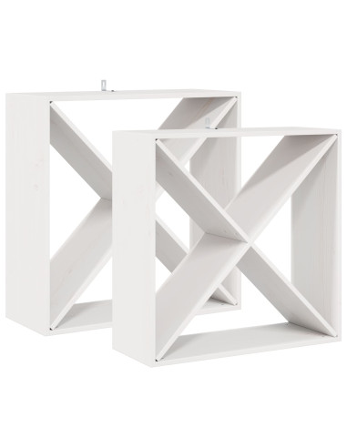 Portabottiglie 2 pcs Bianco 62 x 25 x 62 cm Pino massello