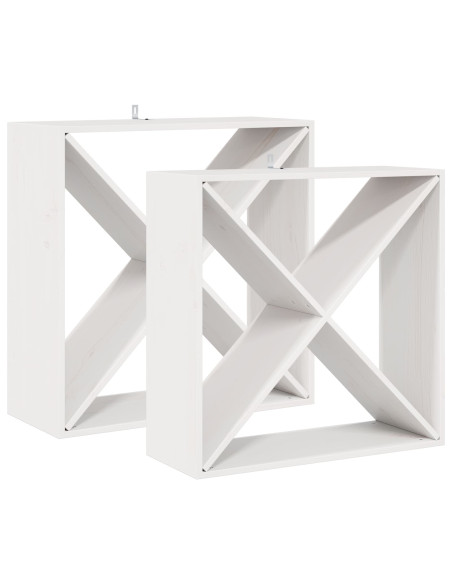 Portabottiglie 2 pcs Bianco 62 x 25 x 62 cm Pino massello