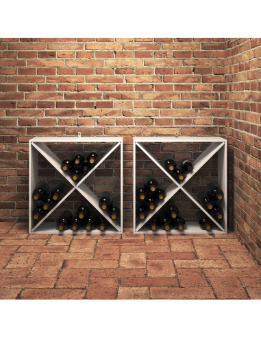 Portabottiglie 2 pcs Bianco 62 x 25 x 62 cm Pino massello