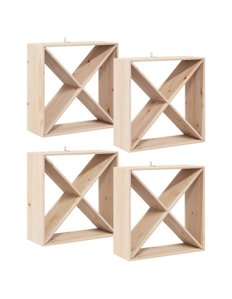 Portabottiglie 4 pcs Naturale 62 x 25 x 62 cm Pino massello