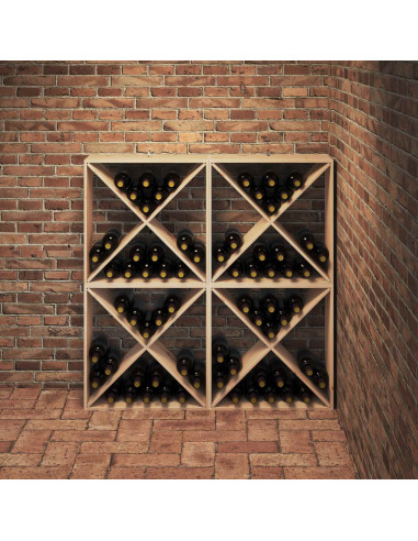 Portabottiglie 4 pcs Naturale 62 x 25 x 62 cm Pino massello