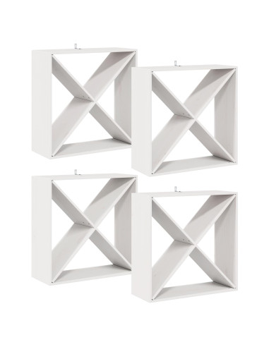 Portabottiglie 4 pcs Bianco 62 x 25 x 62 cm Pino massello