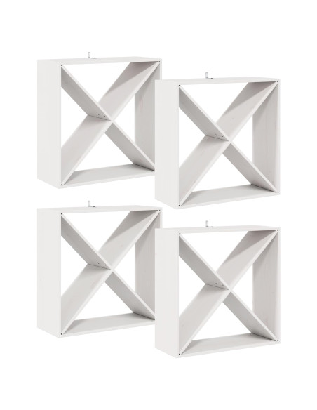 Portabottiglie 4 pcs Bianco 62 x 25 x 62 cm Pino massello