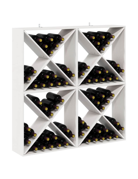 Portabottiglie 4 pcs Bianco 62 x 25 x 62 cm Pino massello