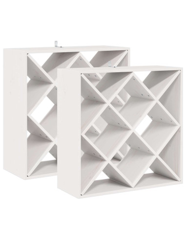 Portabottiglie 2 pcs Bianco 62 x 25 x 62 cm Pino massello