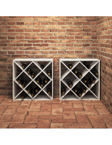 Portabottiglie 2 pcs Bianco 62 x 25 x 62 cm Pino massello