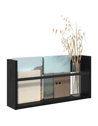 Scaffale per riviste Rovere Nero 60 x 12 x 30 cm