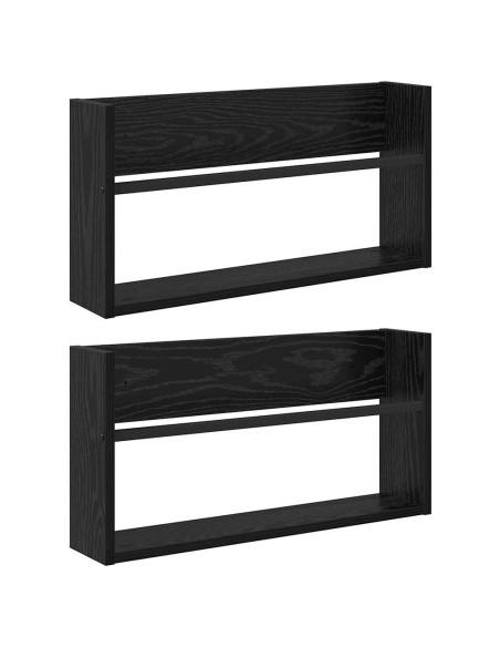 Scaffale per riviste 2 pcs Rovere Nero 60 x 12 x 30 cm
