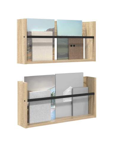 Scaffale per riviste 2 pcs Rovere Sonoma 60 x 12 x 30 cm