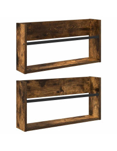 Scaffale per riviste 2 pcs Rovere fumé 60 x 12 x 30 cm 2