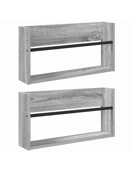 Scaffale per riviste 2 pcs Grigio Sonoma 60 x 12 x 30 cm