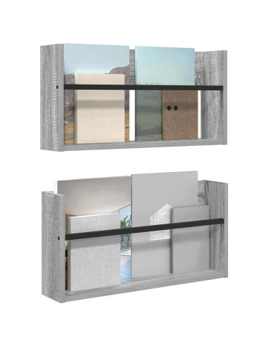 Scaffale per riviste 2 pcs Grigio Sonoma 60 x 12 x 30 cm