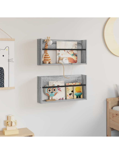 Scaffale per riviste 2 pcs Grigio Sonoma 60 x 12 x 30 cm