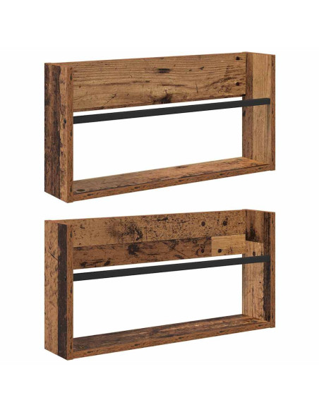 Scaffale per riviste 2 pcs Legno vecchio 60 x 12 x 30 cm
