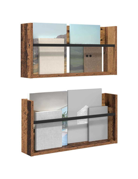 Scaffale per riviste 2 pcs Legno vecchio 60 x 12 x 30 cm