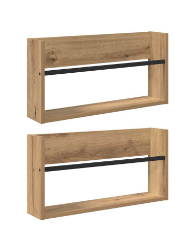 Scaffale per riviste 2 pcs Rovere artigianale 60 x 12 x 30 cm
