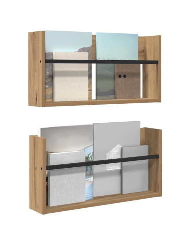 Scaffale per riviste 2 pcs Rovere artigianale 60 x 12 x 30 cm