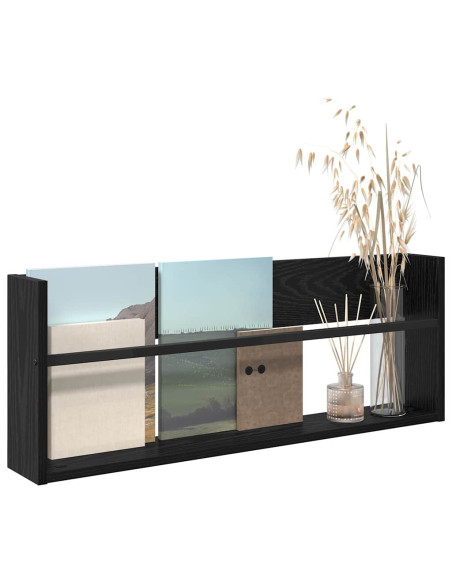 Scaffale per riviste Rovere Nero 80 x 12 x 30 cm