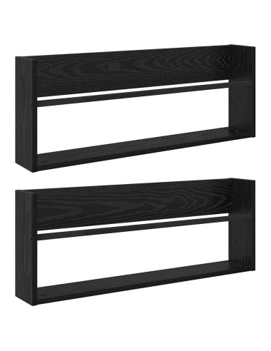 Scaffale per riviste 2 pcs Rovere Nero 80 x 12 x 30 cm