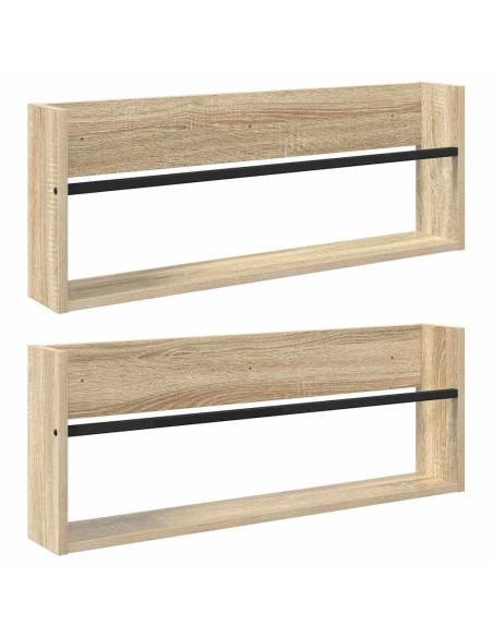 Scaffale per riviste 2 pcs Rovere Sonoma 80 x 12 x 30 cm