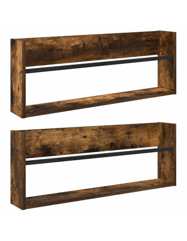 Scaffale per riviste 2 pcs Rovere fumé 80 x 12 x 30 cm