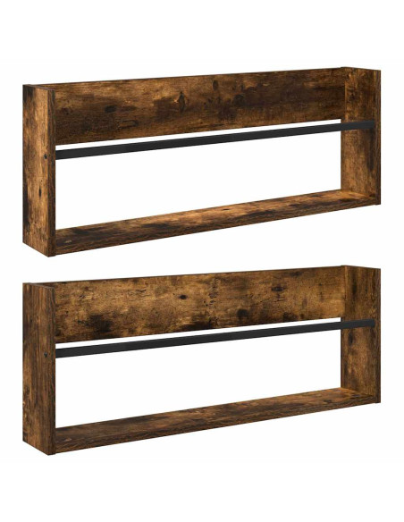 Scaffale per riviste 2 pcs Rovere fumé 80 x 12 x 30 cm