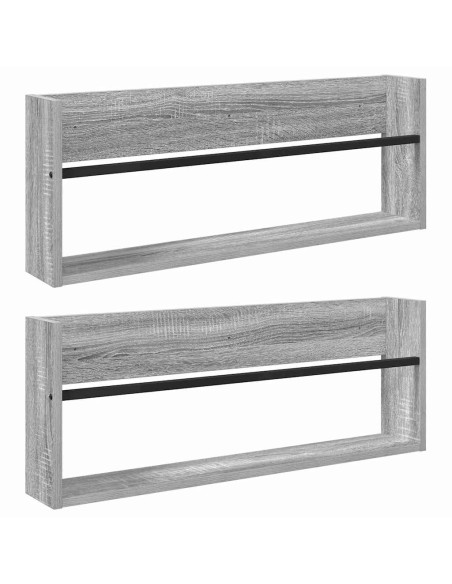 Scaffale per riviste 2 pcs Grigio Sonoma 80 x 12 x 30 cm