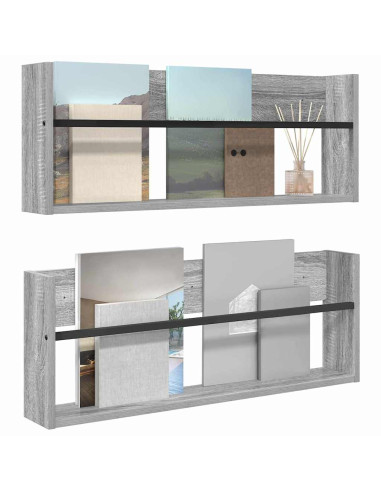 Scaffale per riviste 2 pcs Grigio Sonoma 80 x 12 x 30 cm