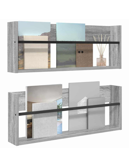 Scaffale per riviste 2 pcs Grigio Sonoma 80 x 12 x 30 cm
